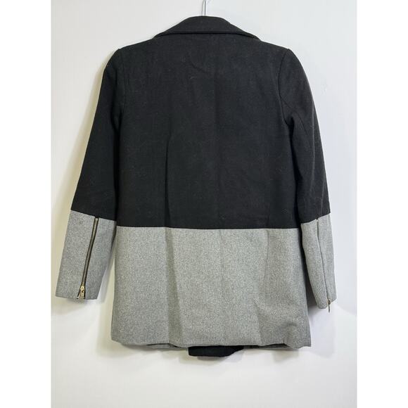 UB Los Angeles Women’s Colorblock Wool Blend Coat Black Gray Zip Jacket Size M - Picture 6 of 7